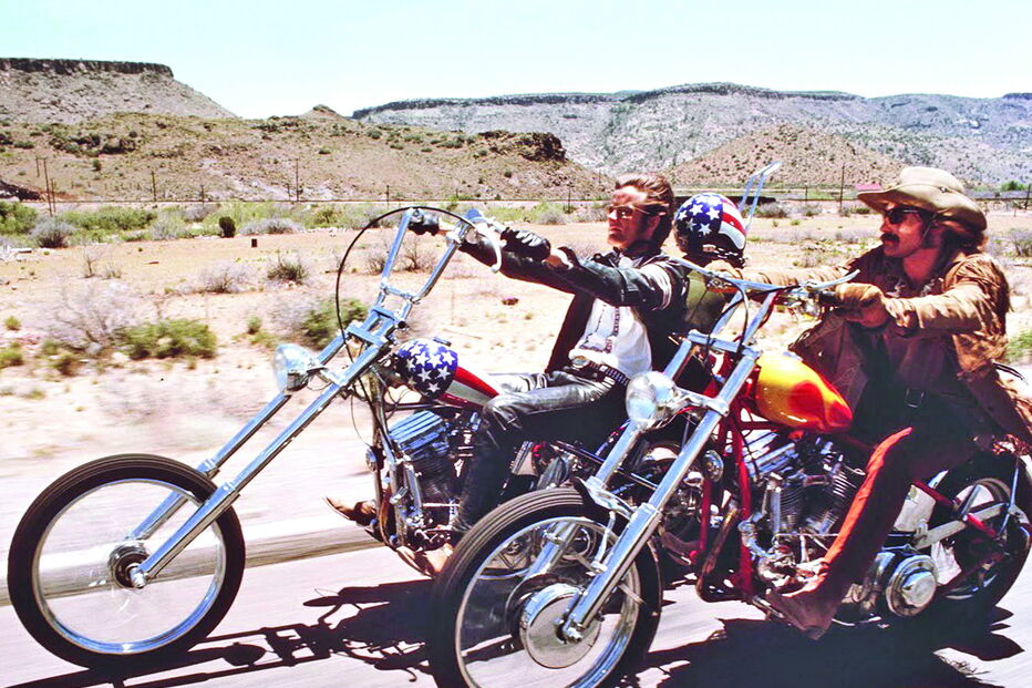 Peter Fonda com Dennis Hopper no filme ‘Easy Rider’, de 1968
