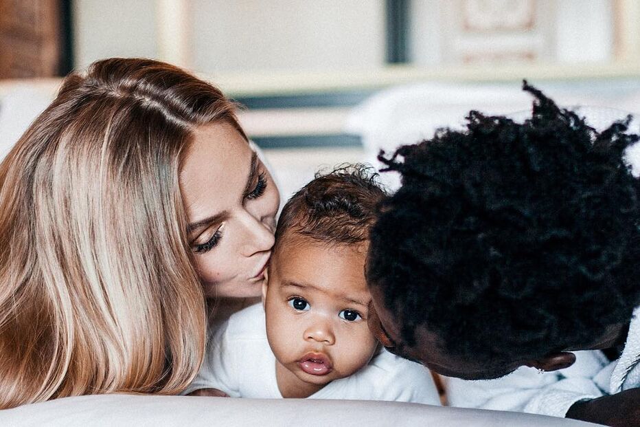 Éder com a mulher e o filho