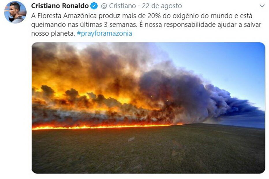 Cristiano Ronaldo partilhou uma imagem de uma floresta em Rio Grande do Sul