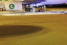 Incêndio no trem traseiro de avião da Transavia