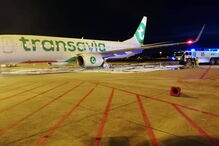 Incêndio no trem traseiro de avião da Transavia