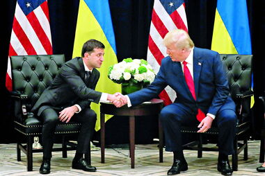 Donald Trump com Volodymyr Zelenskiy na ONU