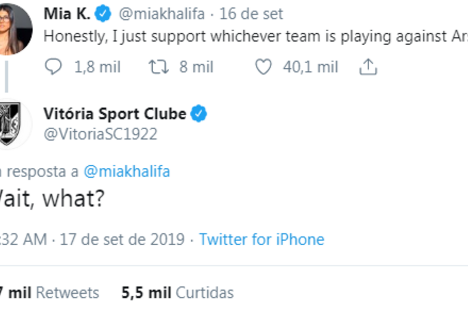 Atriz porno diz que apoia qualquer equipa que jogue contra o Arsenal e Vitória de Guimarães candidata-se