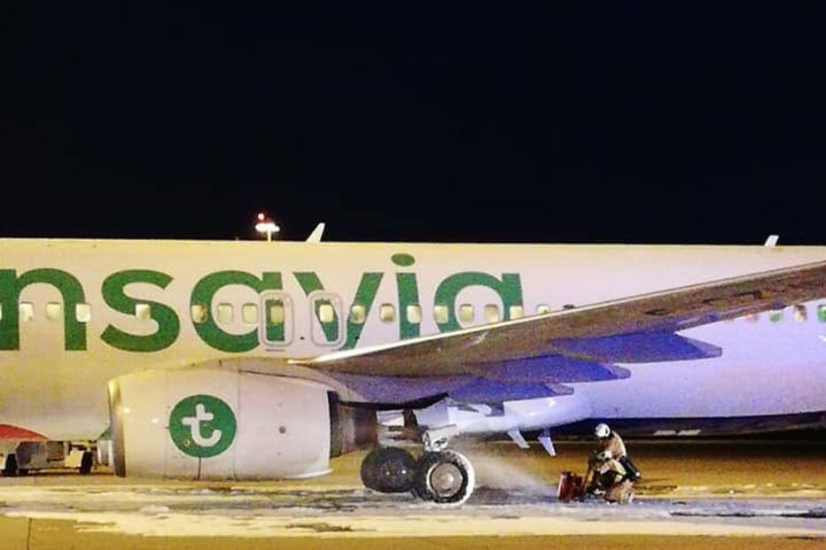 Incêndio no trem traseiro de avião da Transavia