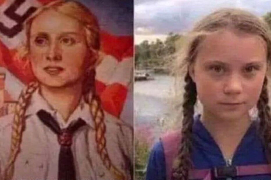 Ativista Greta Thunberg comparada com rapariga ariana em cartaz de propaganda nazi