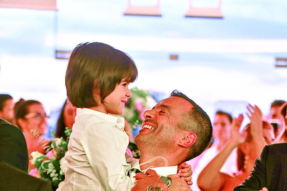 Jorge Mendes num momento animado com o filho Jorge