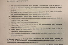 Proteção Civil alerta turistas com medidas de precaução para passagem do furacão Lorenzo