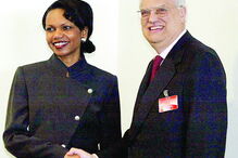 Como ministro de José Sócrates com a secretária de Estado de George Bush, Condoleezza Rice 