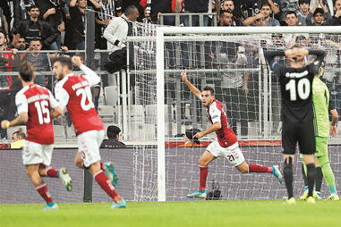 Ricardo Horta festeja o primeiro golo da equipa do Sp. Braga, marcado por ele mesmo