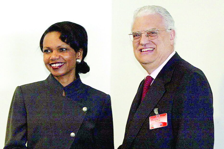 Como ministro de José Sócrates com a secretária de Estado de George Bush, Condoleezza Rice 