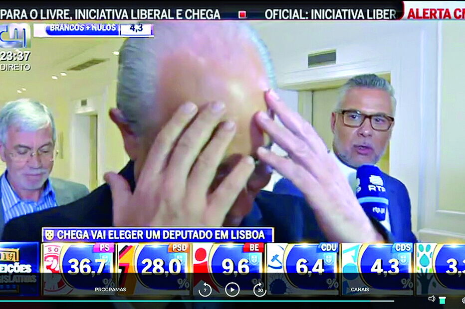 Rui Rio, pouco antes de iniciar o discurso da noite em que desvalorizou a derrota sofrida