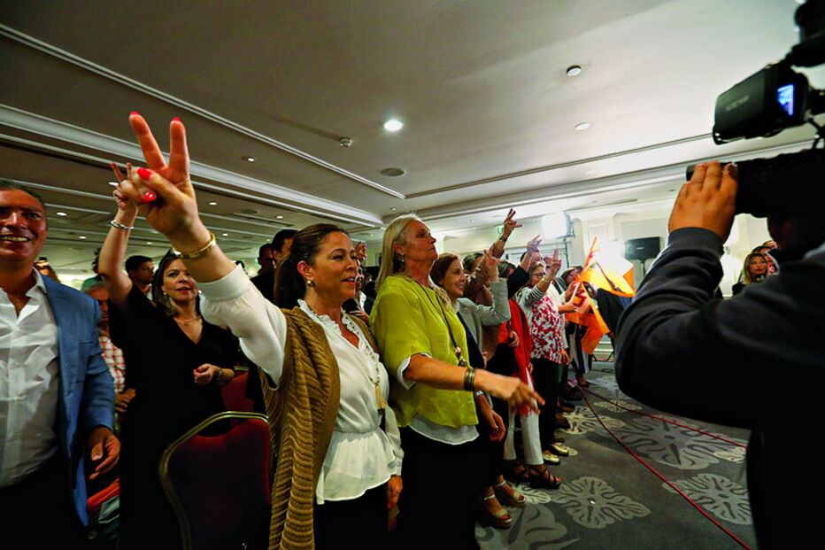O ambiente no hotel do PSD não estava nada  dramático apesar do resultado