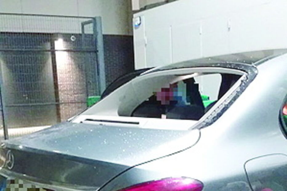 Miguel Afonso, membro da direção leonina, ficou com o vidro traseiro do automóvel partido, sábado à noite, e apresentou queixa às autoridades contra as claques 