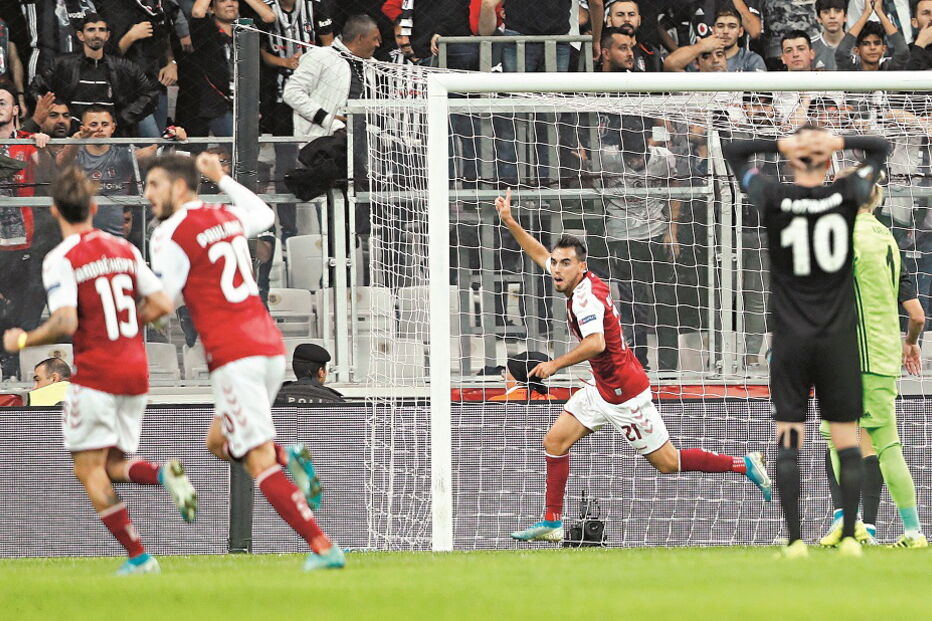 Ricardo Horta festeja o primeiro golo da equipa do Sp. Braga, marcado por ele mesmo