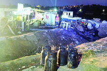 Botijas de gás retiradas para evitar explosões durante o combate ao fogo  