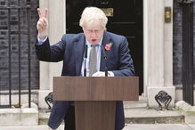 Johnson deu início à campanha com um discurso junto à residência do primeiro-ministro