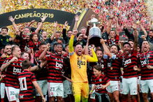 Flamengo celebra vitória da Taça dos Libertadores