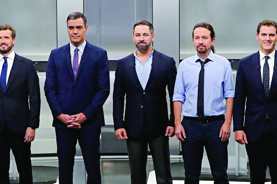 Pablo Casado, Pedro Sánchez, Santiago Abascal, Pablo Iglesias e Albert Rivera mediram forças no único debate televisivo antes das eleições de domingo   
