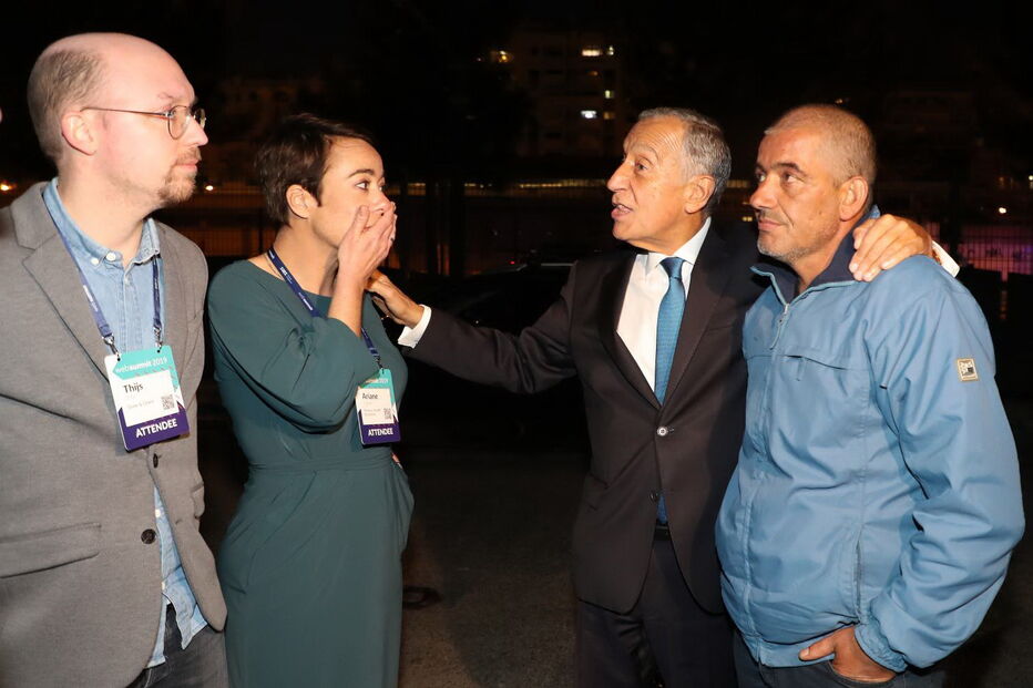 Manuel, o sem-abrigo que salvou o bebé no caixote do lixo e o Presidente da República, Marcelo Rebelo de Sousa	