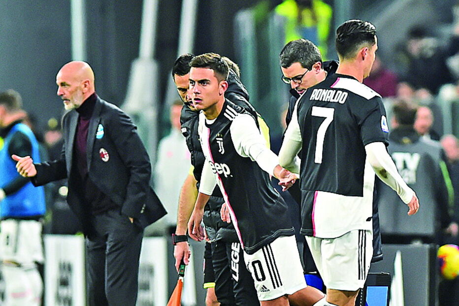 Momento em que Ronaldo saiu para dar lugar a Dybala, que marcou um golo 