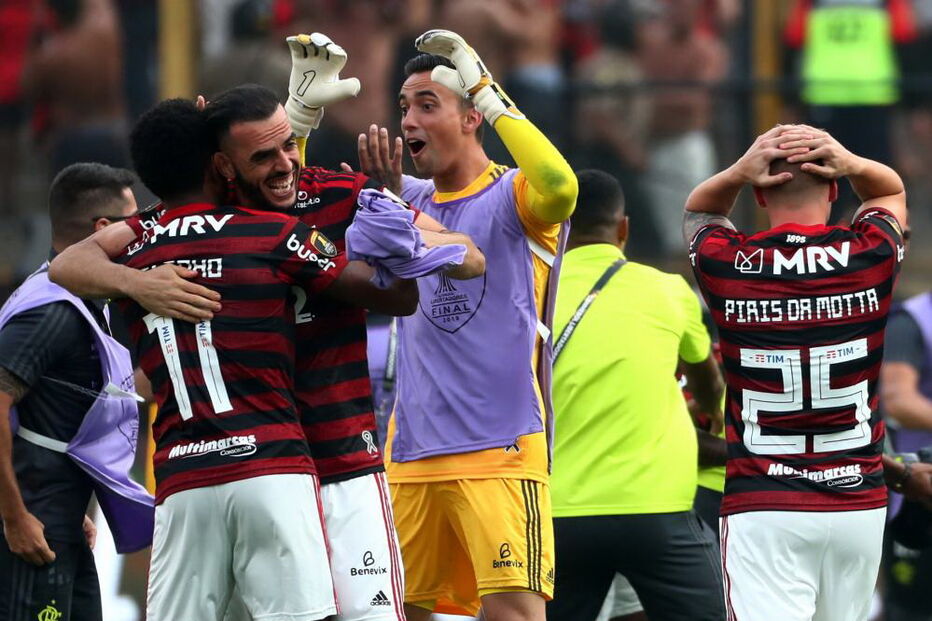 Flamengo celebra vitória da Taça dos Libertadores