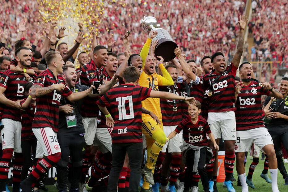 Flamengo celebra vitória da Taça dos Libertadores