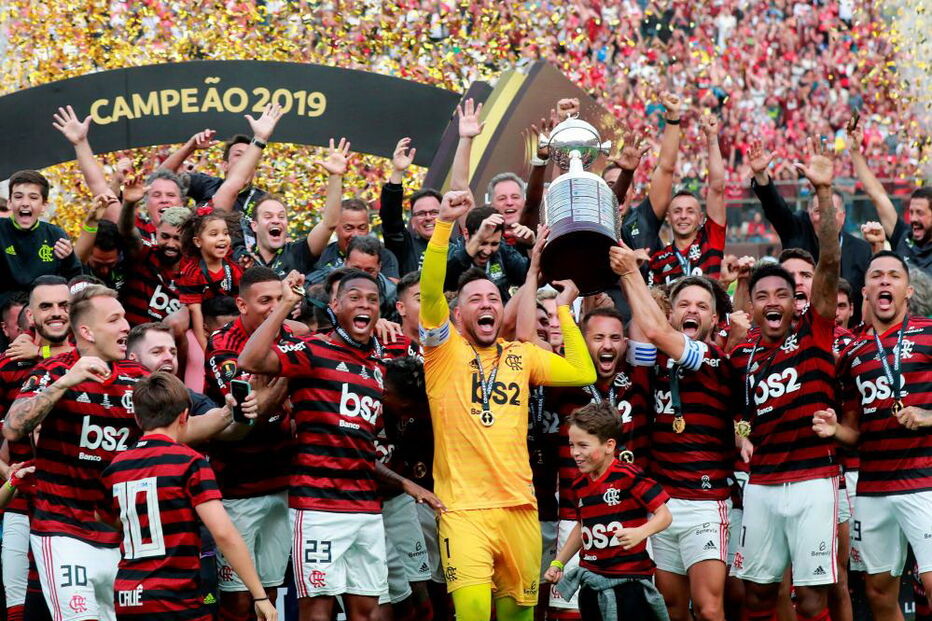 Flamengo celebra vitória da Taça dos Libertadores