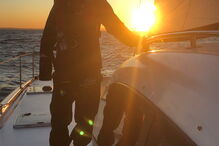 Ativista Greta Thuberg na viagem de barco até Lisboa