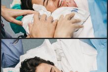 Claudia Vieira no parto