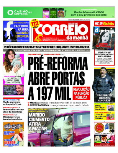 Capa de domingo, 08 de dezembro de 2019