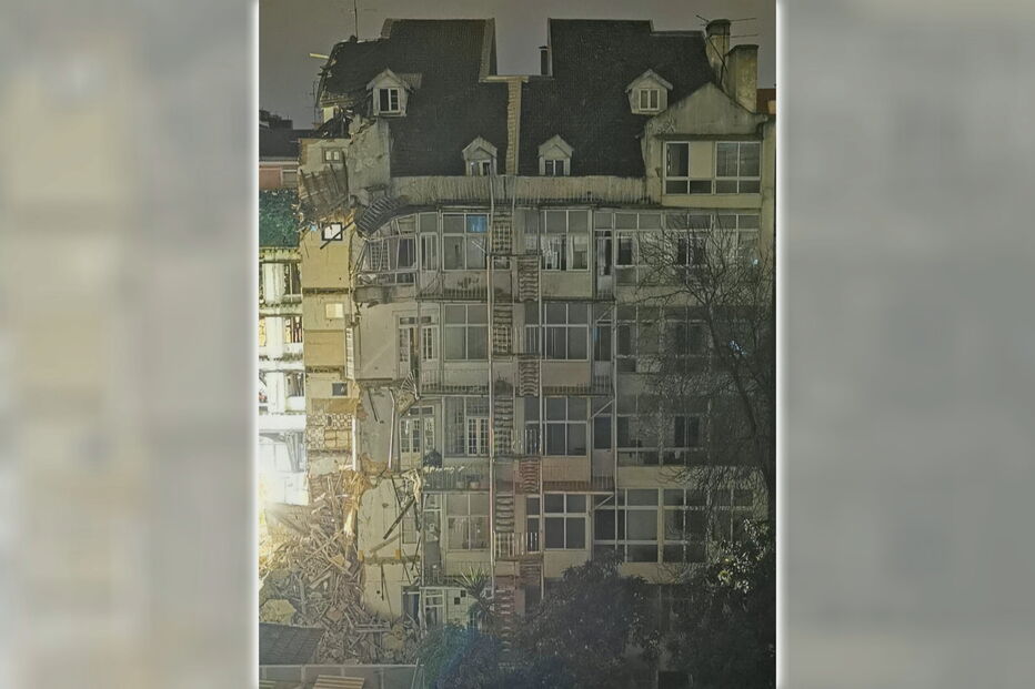 Oitenta estudantes desalojados após desabamento de fachada de prédio em Lisboa. Veja as imagens