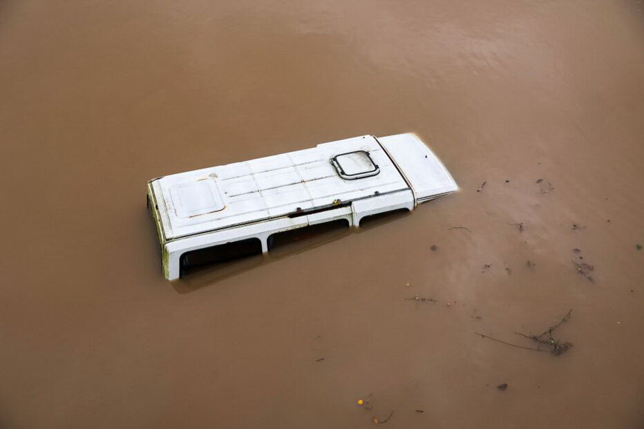 Cheias provocadas pela subida da água do rio Ceira, em Ceira, em Coimbra