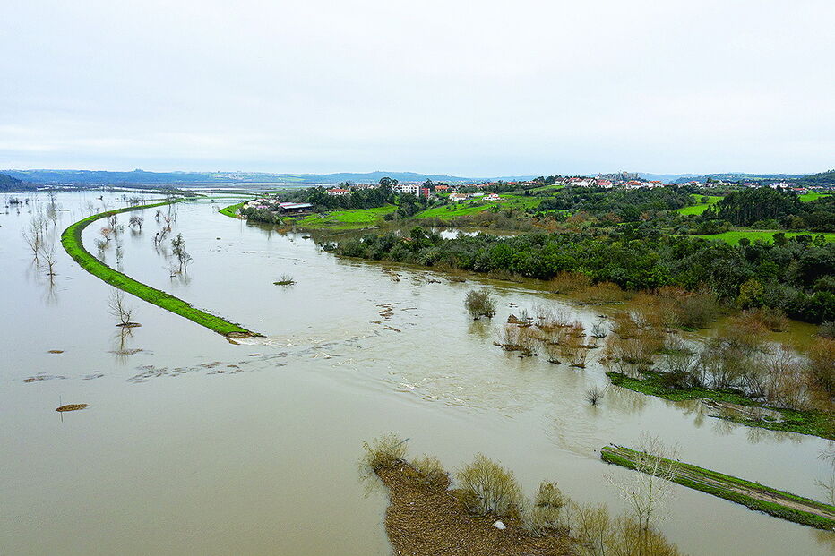Colapso no dique da margem direita do rio Mondego causou inundações de campos e de aldeias 