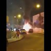 Carro consumido pelas chamas em Coimbra