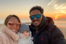 Sofia Arruda e David Amaro com o filho, Xavier