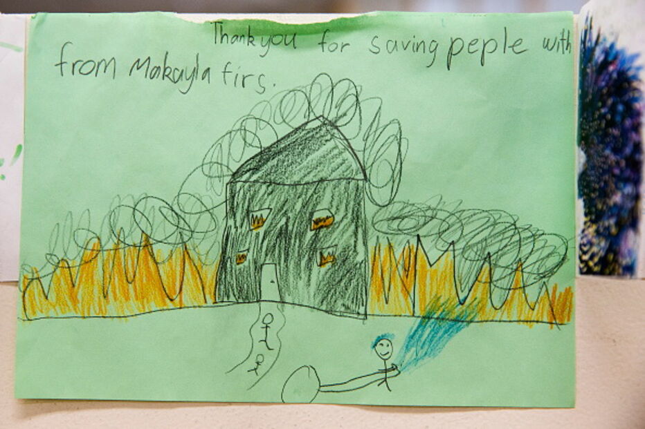 Crianças enviam postais com mensagens para os bombeiros australianos