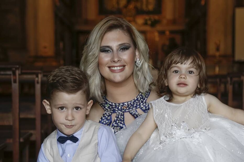 Bernardina e os filhos: Kévim e Kyara