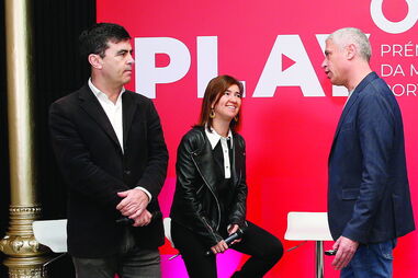 José Fragoso, diretor da RTP, Leonor Dias e Paulo Carvalho, diretor e coordenador do evento