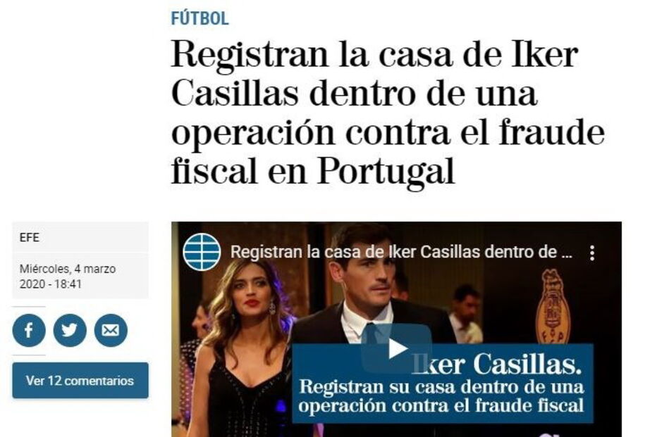 Como a imprensa espanhola viu as buscas a casa de Iker Casillas no Porto por suspeita de fraude fiscal