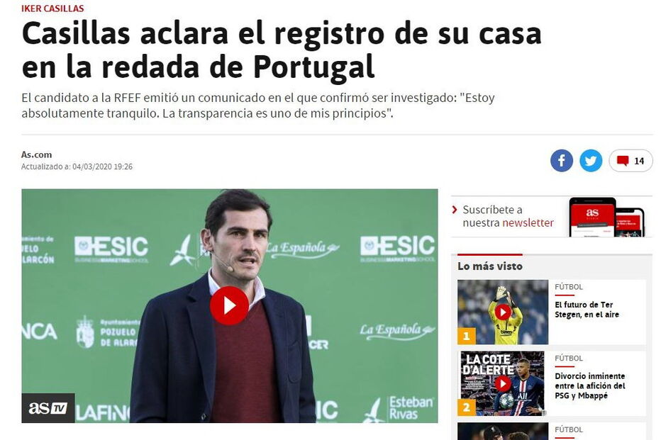 Como a imprensa espanhola viu as buscas a casa de Iker Casillas no Porto por suspeita de fraude fiscal