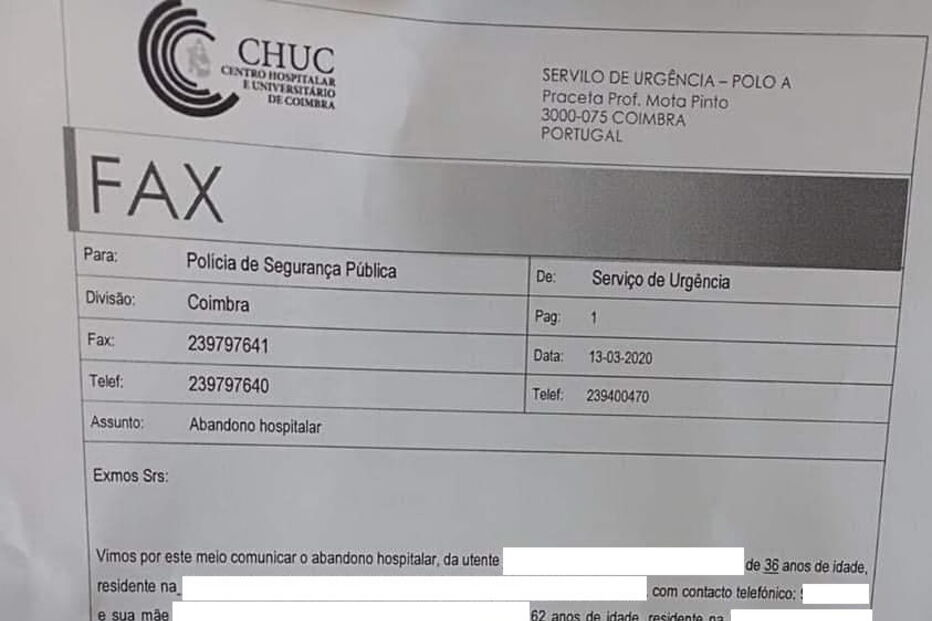 Duas mulheres com suspeitas de coronavírus fogem do Hospital de Coimbra