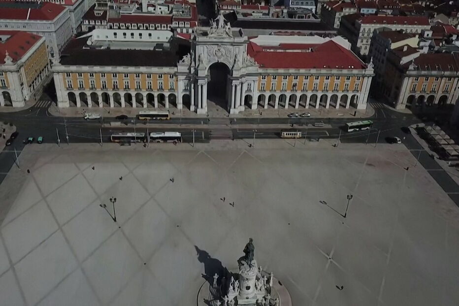 Imagens de drone mostram ruas vazias de Lisboa devido ao coronavírus