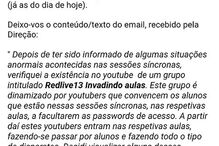 Email enviado aos encarregados de educação