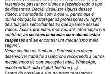 Email enviado aos encarregados de educação
