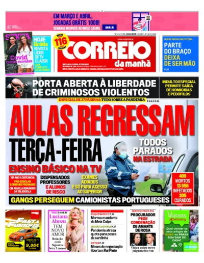 Capa de sexta-feira, 10 de abril de 2020