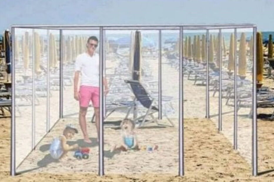 Caixas de acrílico e distâncias de segurança: as soluções dos italianos para regressarem à praia