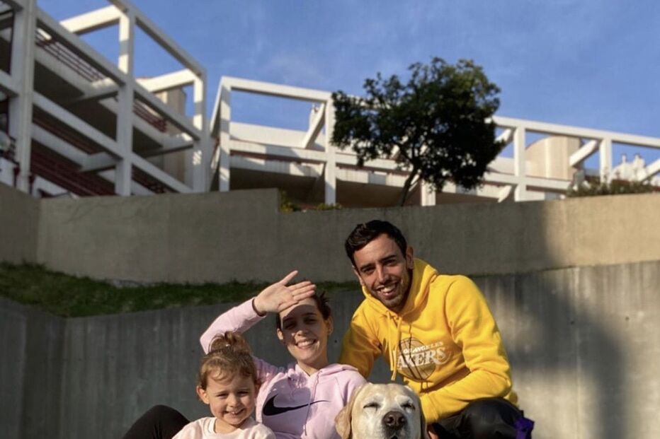 Bruno Fernandes com a mulher, Ana Pinho, e a filha, Matilde