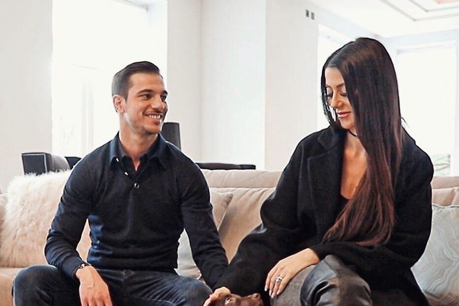 Cédric Soares e a mulher Filipa Brandão