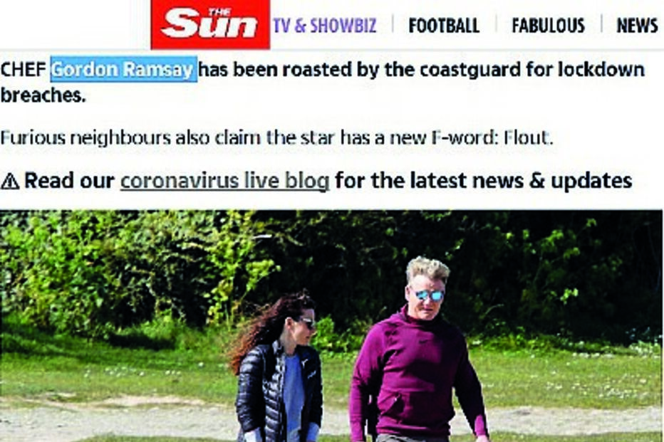 Chef Gordon Ramsay foi fotografado a passear com a mulher, Tara, na região da Cornualha