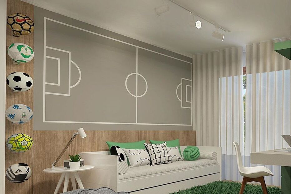 Quarto de Dinis, filho de Katia Aveiro, inspirado no futebol